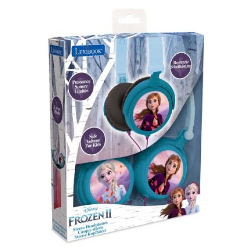 Casti pentru copii Lexibook Frozen, pliabile, 85dB, 40mm, cablu 1.5m, jack 3.5mm, albastru