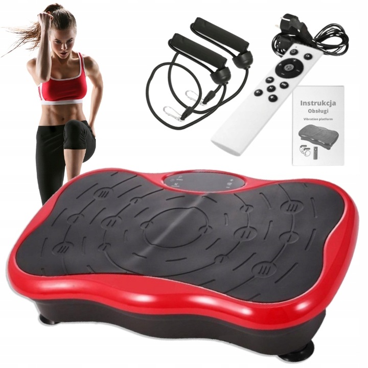 Platforma vibrationala E-empire Vibro Slim, 5 programe, 180 setari viteza, 51x30x12cm, 11kg, rosu/negru