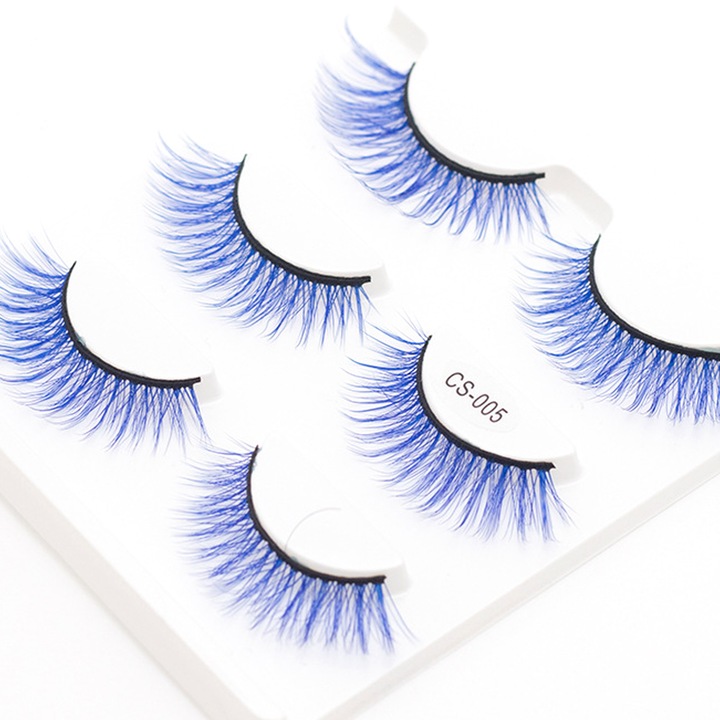 Set 3 perechi gene false, QttvbTna, efect natural, albastru