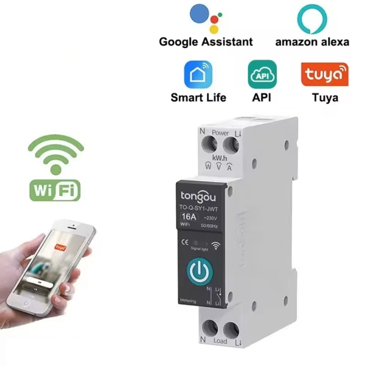 Siguranta Smart 25A ZYNERA™ Controlabila Prin Telefon, WiFi, Verificare Curent Electric, Voltaj Si Putere in Timp Real, Timer Dimineata/Seara, 240V, Calitate Premium