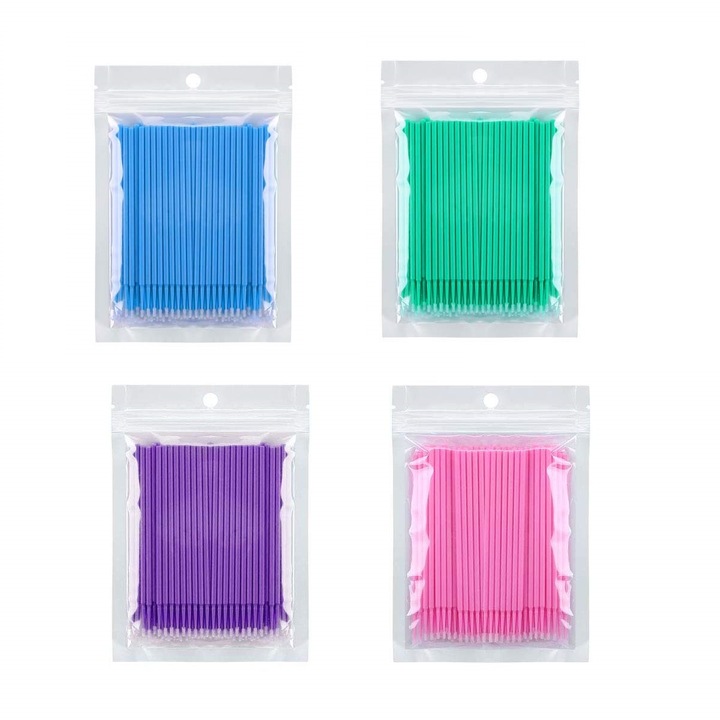Set 400 Pensule Micro Aplicatoare De Unica Folosinta, Peysaitr, Multicolor, pentru Machiaj si Extensii Gene