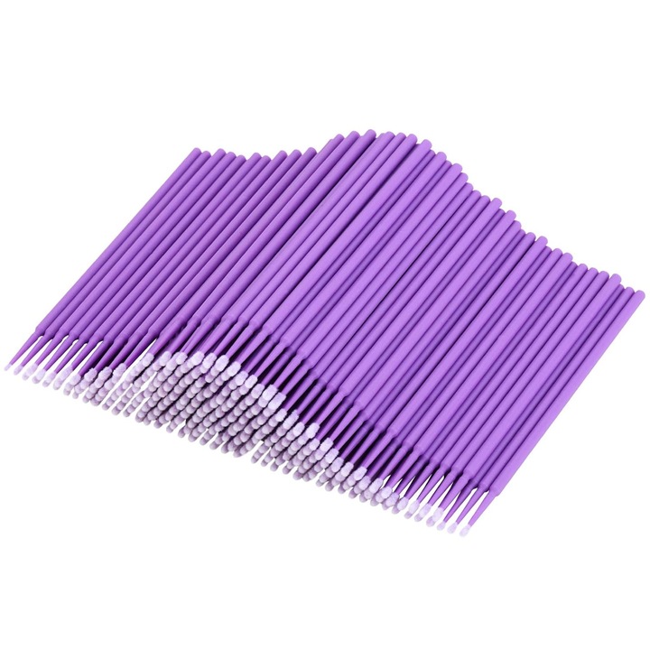 Pensula micro aplicatoare de unica folosinta 400 buc, Peysaitr, design flock, ecologice, pentru machiaj si curatare detaliata