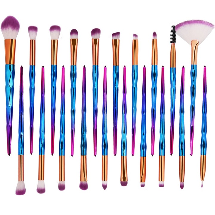 Set 20 Pensule Machiaj Multifunctionale Peysaitr, Violet Diamond, Corp
