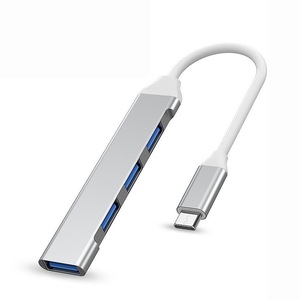 Hub USB Pawlisor®, multiport 4 in 1, Type-c la USB 3.0/USB 2.0, Compatibil Macbook, Ipad si Android, Plug&Play, Argintiu