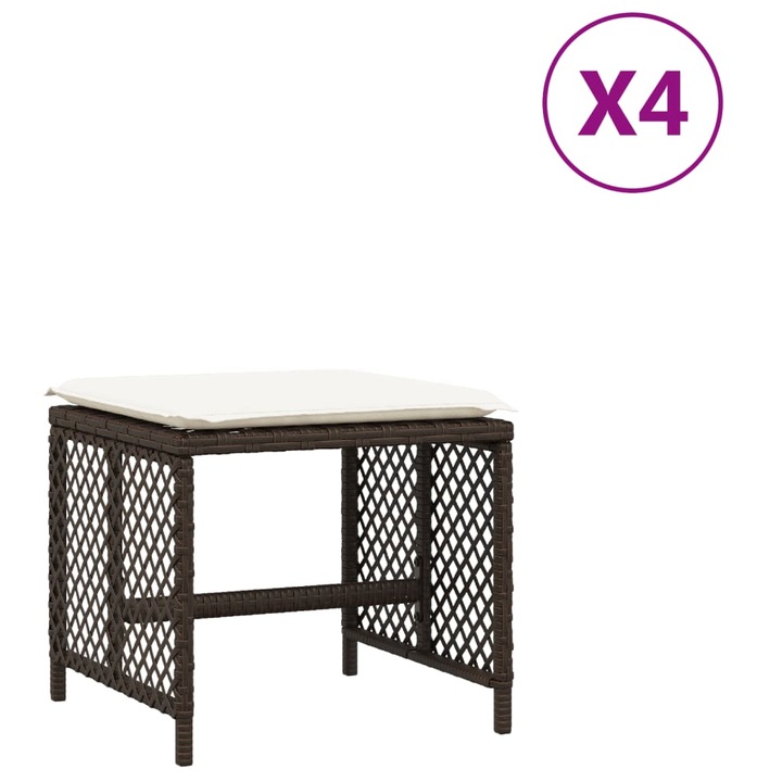 vidaXL 4 db barna polyrattan kerti szék párnával 41 x 41 x 36 cm 41 x 41 x 36 cm 11.6 kg