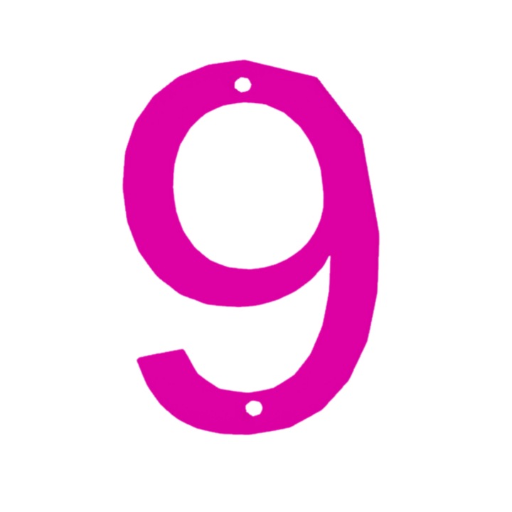 Cifra usa, "9", pensiuni, hoteluri, 95 X 65 mm mov deschis