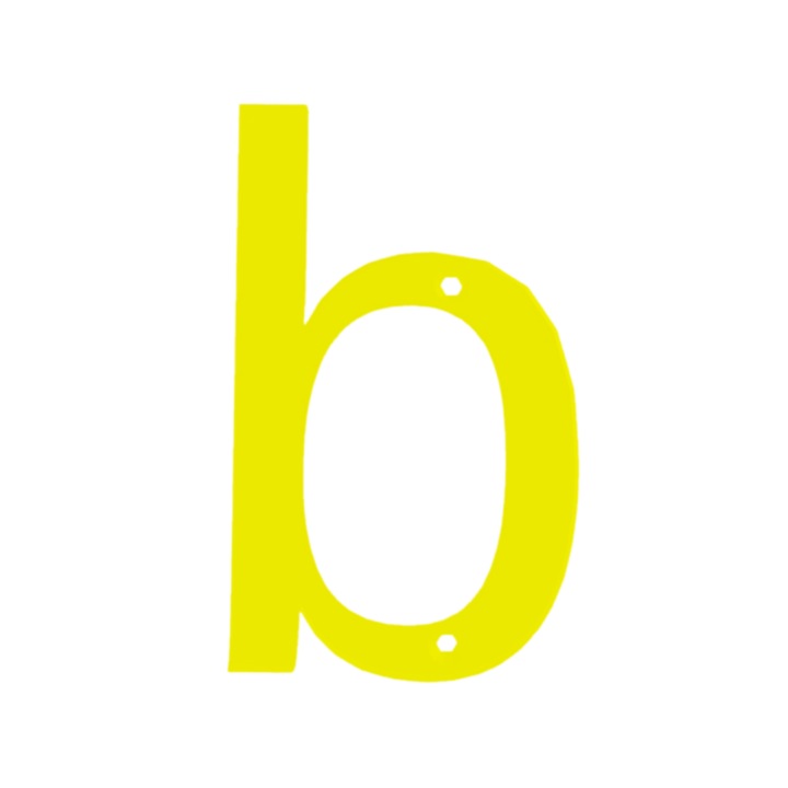 Litera usa, "b", pensiuni, hoteluri, 75 X 46 mm galben