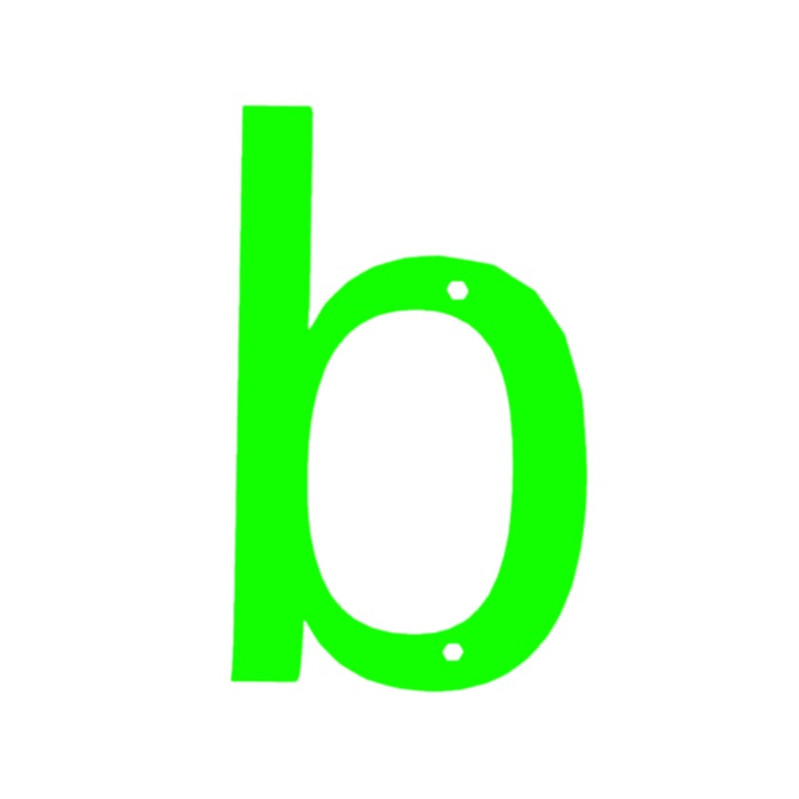 Litera usa, "b", pensiuni, hoteluri, 75 X 46 mm verde