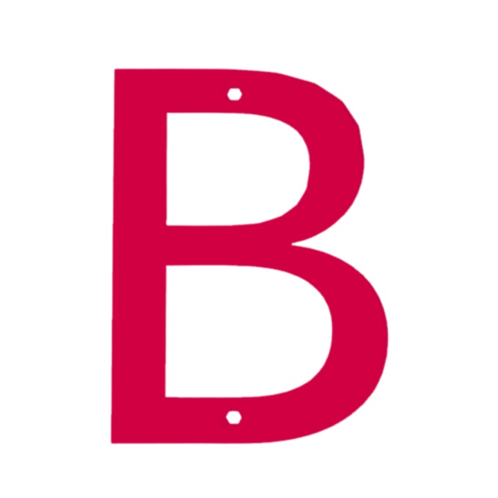 Litera usa, "B", pensiuni, hoteluri, 95 X 70 mm roz zmeuriu