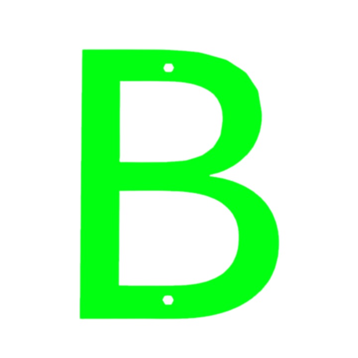 Litera usa, "B", pensiuni, hoteluri, 95 X 70 mm verde