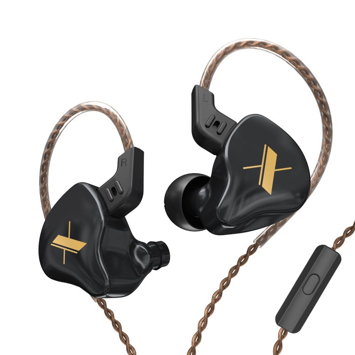 KZ EDX HiFi in-ear fejhallgató, monitor, sport, HD mikrofon, mobil számítógépes játékok, fekete