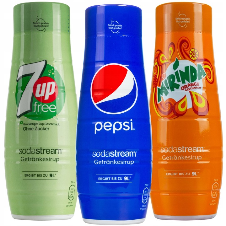 Szirup Sodastream Pepsi, Mirinda, 7UP Zero, 440 ml, 3 db