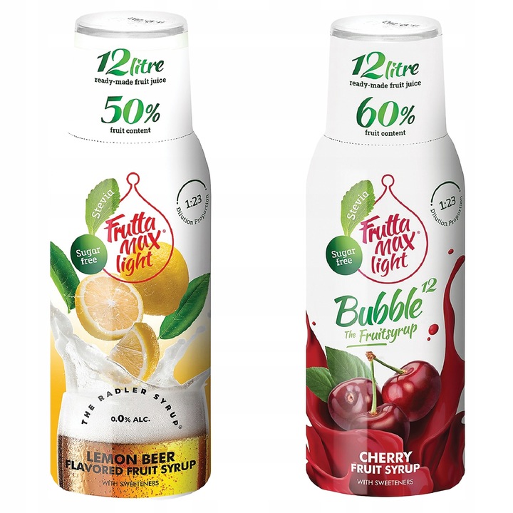 Szirup FruttaMax Radler Citrom Light + Cseresznye Light, 500 ml, 2 db