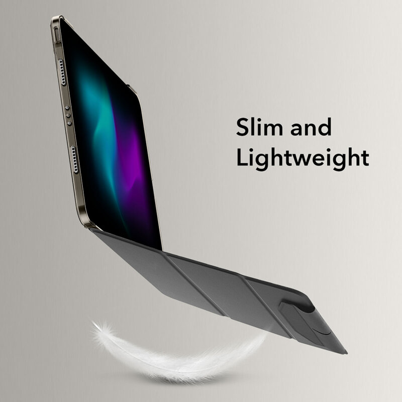 Husa de protectie flip cover compatibila cu Apple iPad Air 13 2024, Ascend Trifold, inchidere magnetica si suport Pen, piele ecologica, Negru