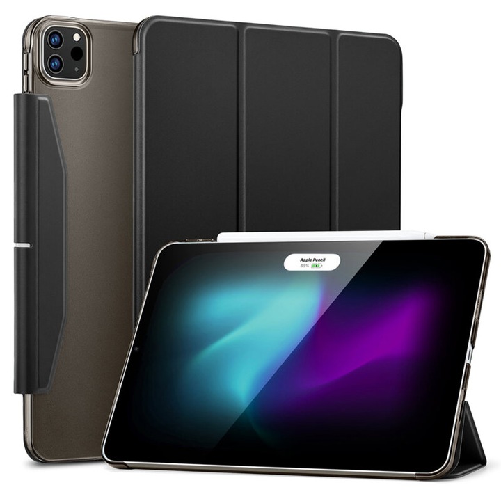 Защитен флип калъф, съвместим с iPad Pro 11 2024, Ascend Trifold, ESR, магнитно затваряне и държач за писалка, екологична кожа, черен