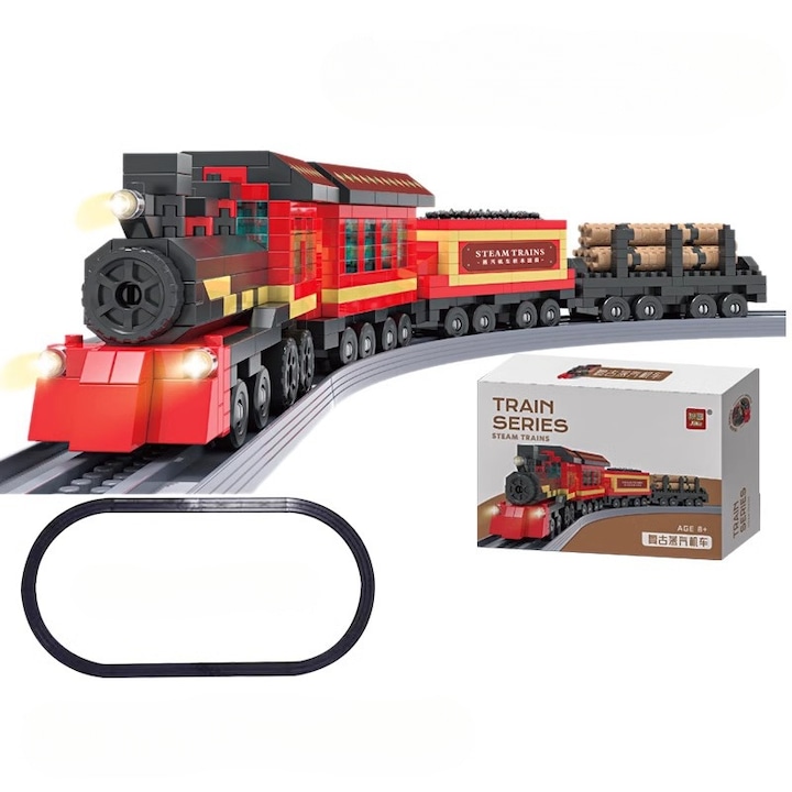 Set de Constructie Trenulet Ouyifan, 650 Piese, Educativ, cu Sine, 35x3.5x6.2cm