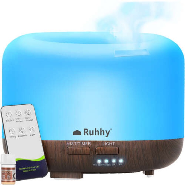 Umidificator Aromaterapie SIKS - RGB, cu 2 Jocuri de Lumini, 300 ml, USB, Pentru Casa Si Auto, Alb