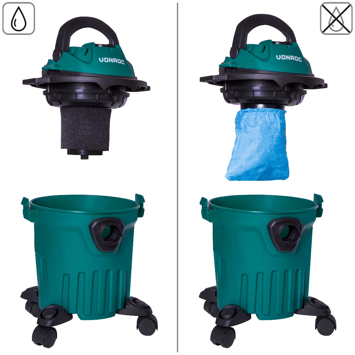 Aspirator curatat tapiterii VONROC VC510AC, rezervor 12L, cu flacon pulverizator, cablu 5m, inclus diferite duze