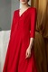 Noria Anis, Rochie midi evazata cu decolteu in V, Rosu vermillion, 38