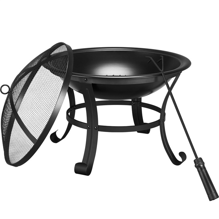 Vatra de foc pentru terasa cu gratar, semineu exterior, gradina, 54 x 54 x 49, 5 cm, Kardett®