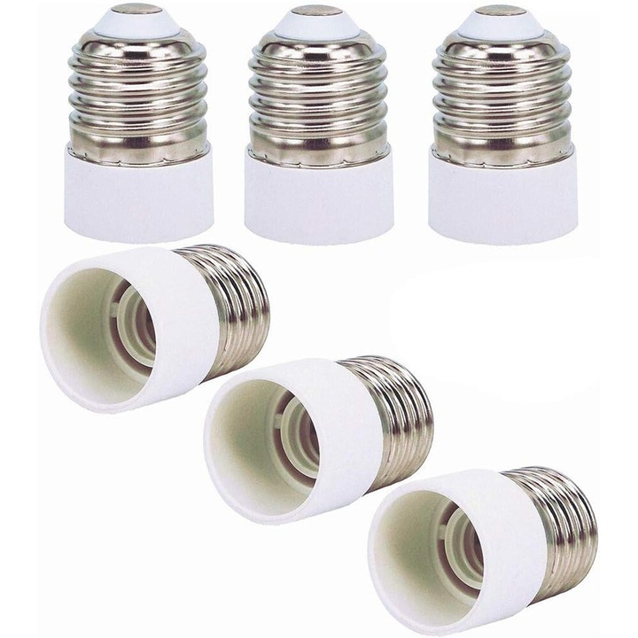 Economizor de priza adaptabil, transformator E27 la E14 realizat cu experienta, rezistent la caldura si anti-ardere, pentru instalare fara efort in orice cadru acasa sau la birou, baza candelabru marita, 6 buc.