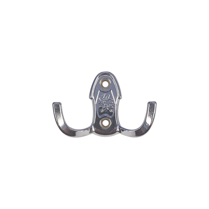 Cuier mic din metal, 2 agatatori, OZS3057, crom