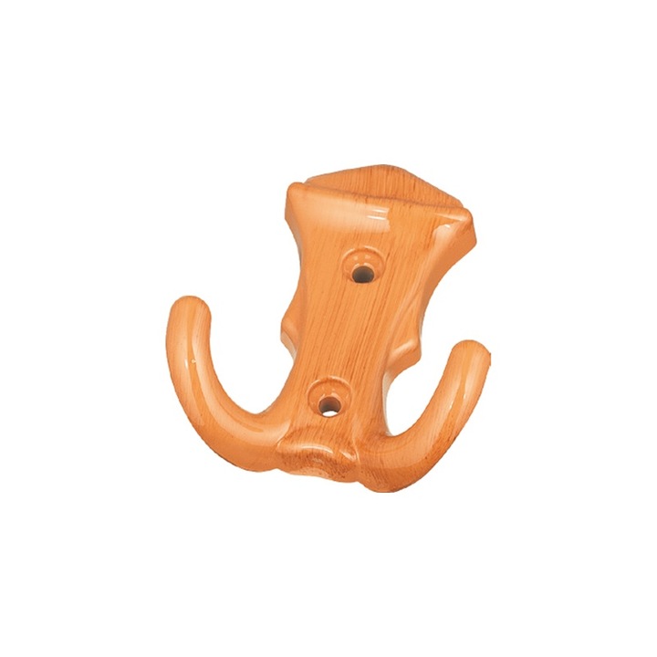 Cuier mic din plastic, 2 agatatori, fag