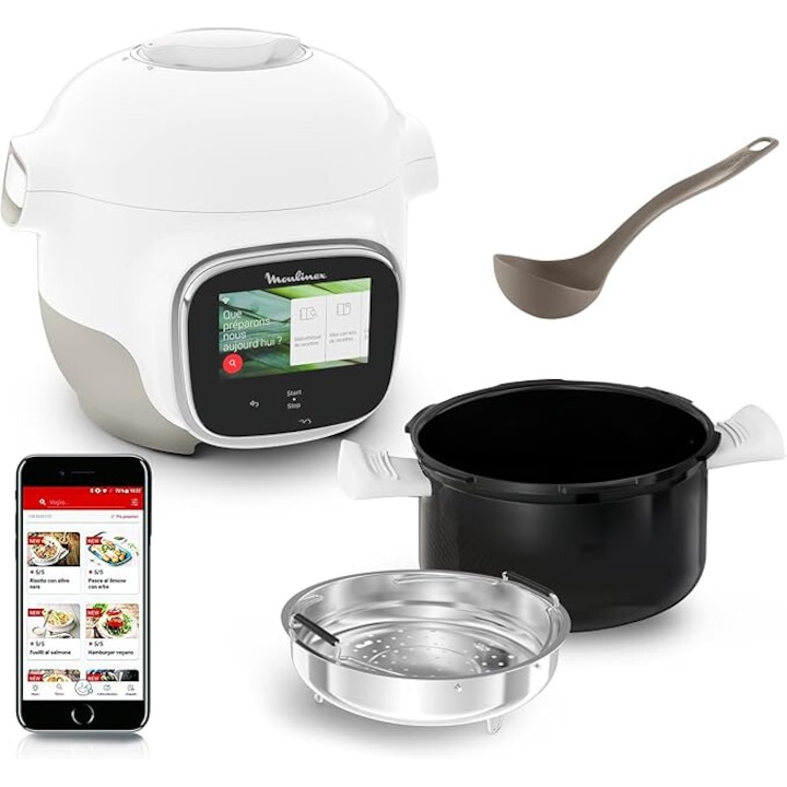 Moulinex YY5132FB Multicooker. Conectivitate WiFi, ecran tactil, retete nelimitate