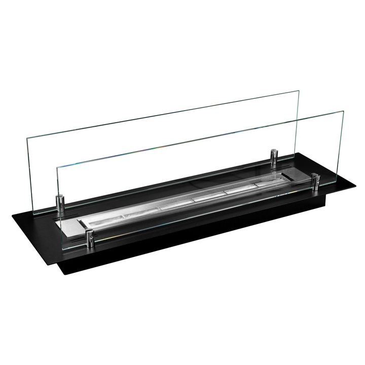 Камина на биоетанол 645 мм със стъкло, за монтаж в гипсокартон. Биокамина за поставяне в мебели