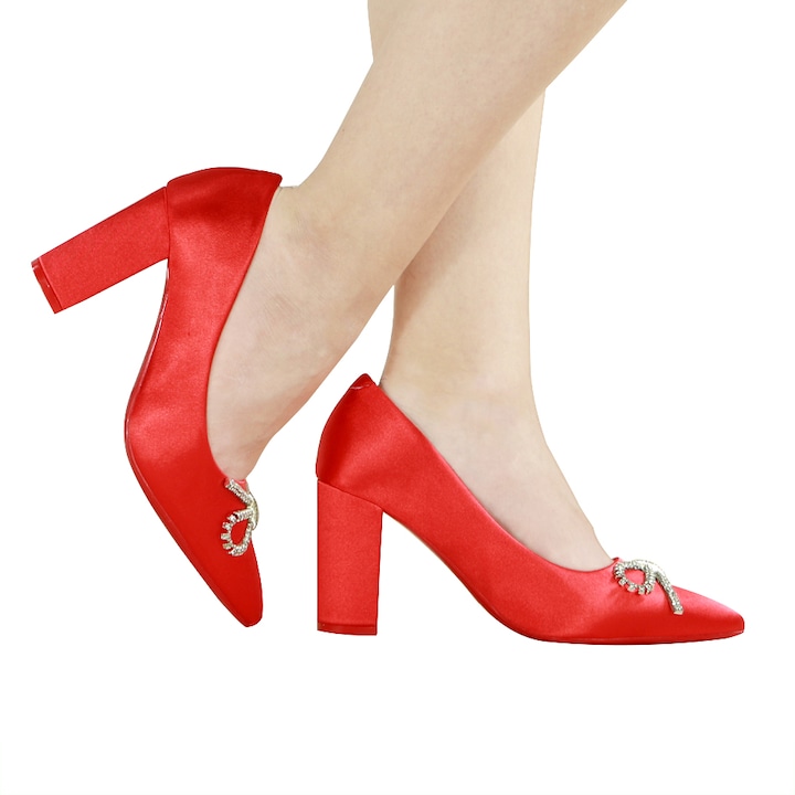 Pantofi eleganti cu toc A23-611rosu 108817, Rosu