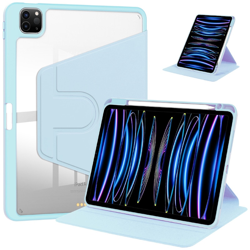 Husa pentru tableta, Cu suport pentru pix, Compatibil cu iPad Air 4 2020 / 5 2022, iPad Pro 11" (2018/2020/2021/2022), rotire 360 °, Blue Sky
