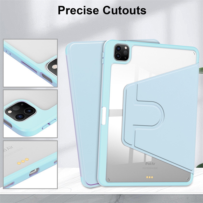 Husa pentru tableta, Cu suport pentru pix, Compatibil cu iPad Air 4 2020 / 5 2022, iPad Pro 11" (2018/2020/2021/2022), rotire 360 °, Blue Sky