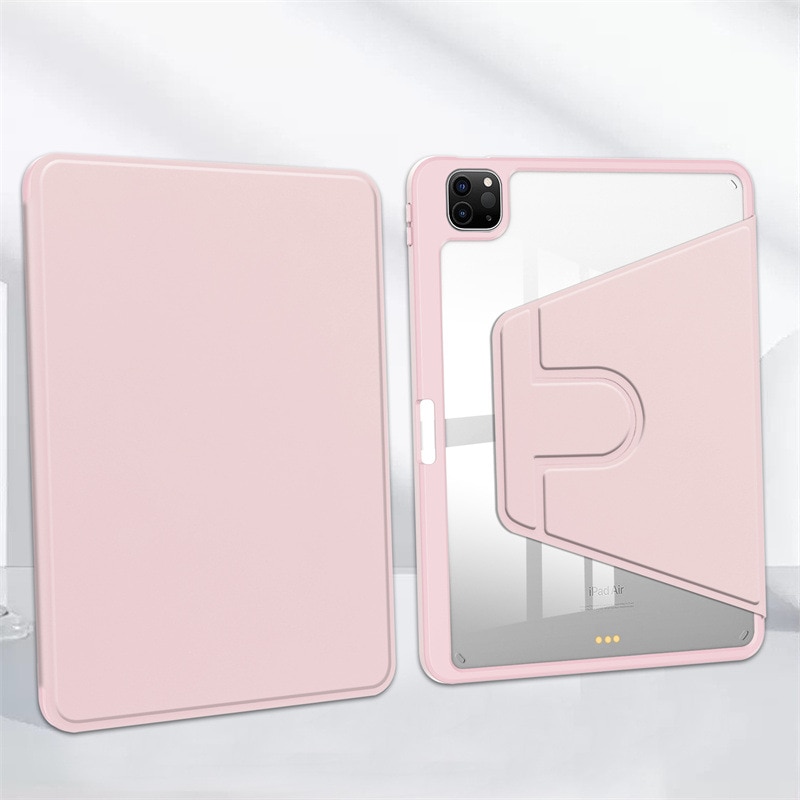 Husa pentru tableta, Cu suport pentru pix, Compatibil cu iPad Air 4 2020 / 5 2022, iPad Pro 11" (2018/2020/2021/2022), rotire 360 °, roz
