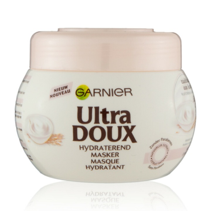 Masca hidratanta, Garnier Ultra Doux, pentru par delicat, cu extract de ovaz si orez, 300 ml