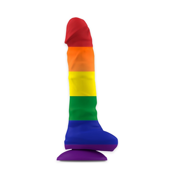 Dildo Realist 18cm, Smooth Safe Silicone, 3cm Grosime, Design PRIDE, Ventuza Puternica, Vene Proeminente, Super Flexible, Intensificarea Placerii, Detalii Anatomice, Maximizeaza Penetrarea, Multicolor