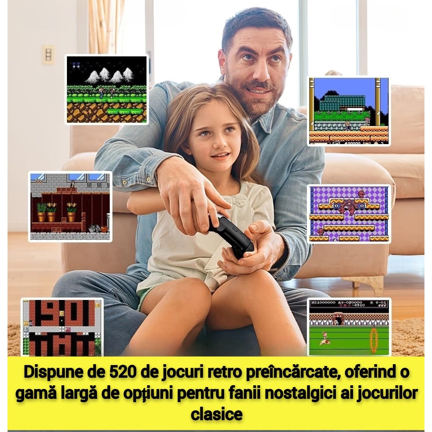 Consola jocuri video P5, portabila, 520 jocuri retro, rezolutie 320x240, Blue
