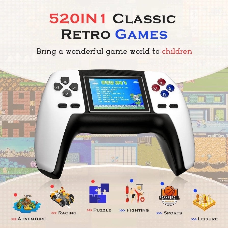Consola jocuri video P5, portabila, 520 jocuri retro, rezolutie 320x240, White