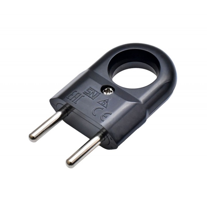 Stecher plat 10A cu inel, plastic ABS, 220V-240V, design compact