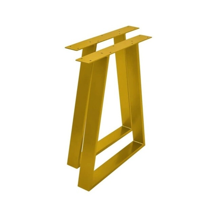 Комплект от 2 трапецовидни златисти метални крака за маса/бюро 72x50, метален профил 80x20, включен монтажен комплект