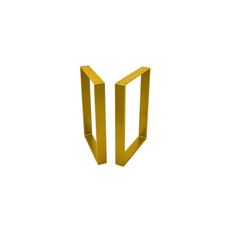 Крака за маса и бюро, Метал, 72x50 см, Профил 80x20 см, Включен монтажен комплект, Златист, Комплект от 2