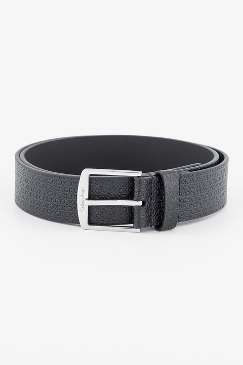 CALVIN KLEIN, Bőröv dombornyomott logóval, Fekete, 105
