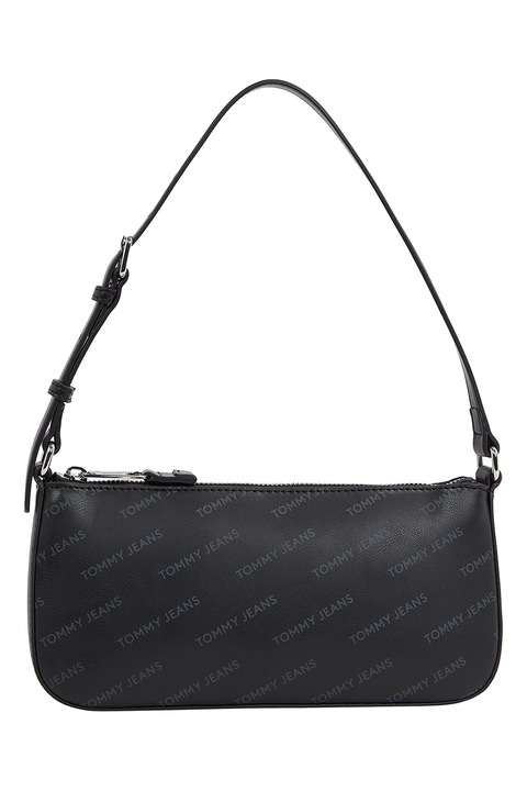 Tommy Jeans, Geanta de piele ecologica cu logo, Negru, Gri inchis