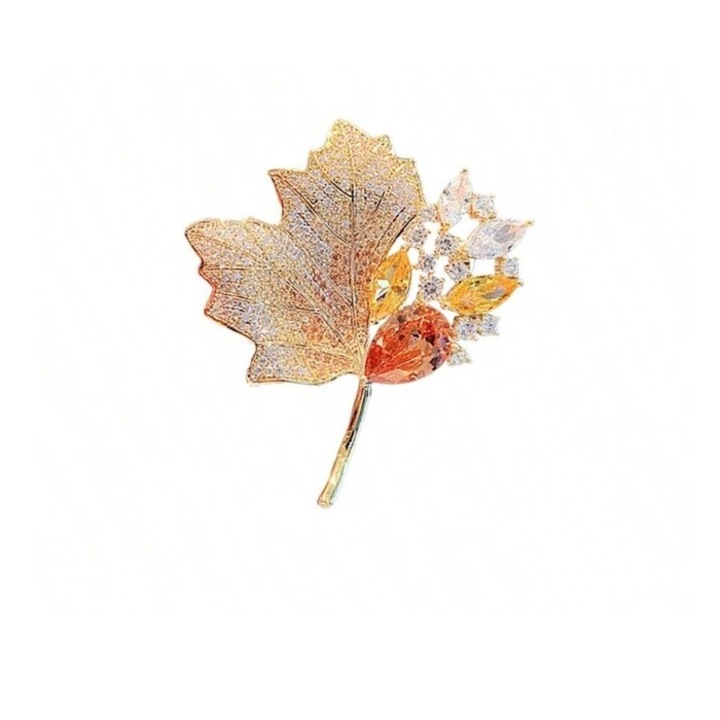 Brosa vintage, model Frunza de artar, culoarea auriu, The Casius.®