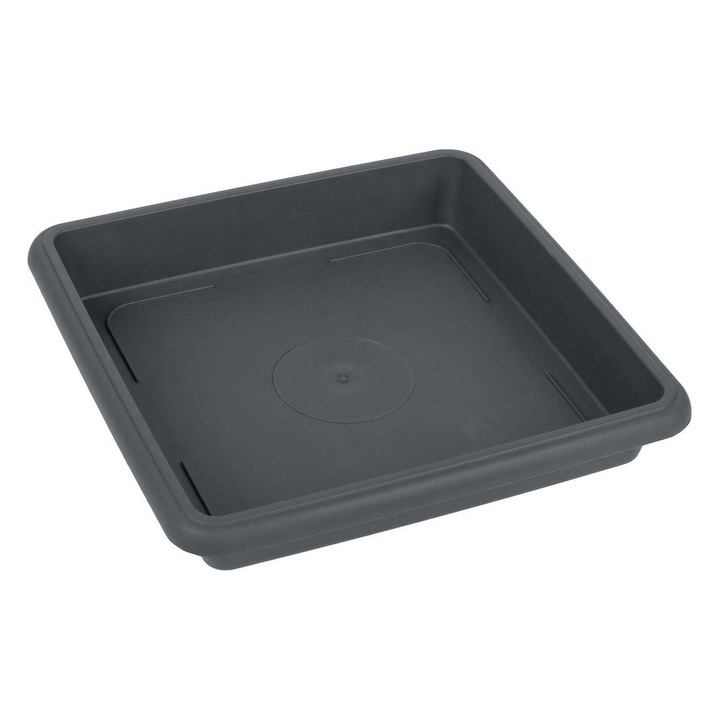Farfurie Ghiveci, Model Patrat, Plastic, Culoare Antracit, Dimensiuni 28x28x5 cm, MYONNA IT & E- COMMERCE ®
