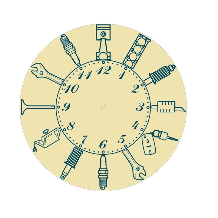 Ceas Piese Auto, 32cm, lemn, natur