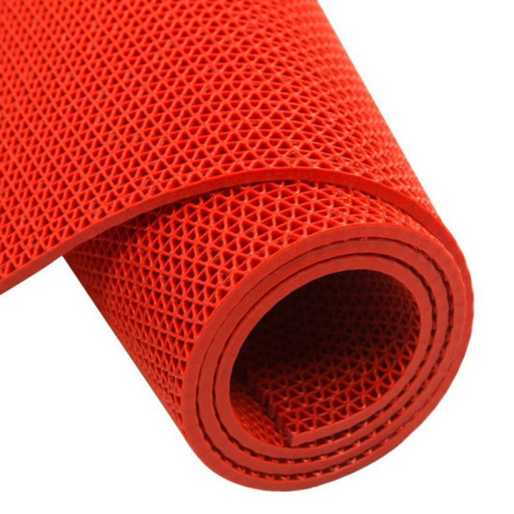 Неплъзгаща се постелка на метър от PVC, универсална, червена