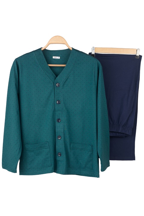 Férfi pizsama gombokkal 3469, pamut, Aydogan, Zöld