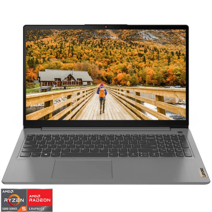 Lenovo IdeaPad 3 17ALC6 laptop, 17.3", HD+, AMD Ryzen™ 5 5500U, 8GB, 512GB SSD, AMD Radeon™ Graphics, NoOS, Nemzetközi angol billentyűzet, Szürke
