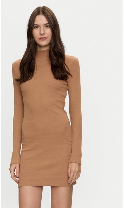 Дамска рокля, смела душа, бежов, памук