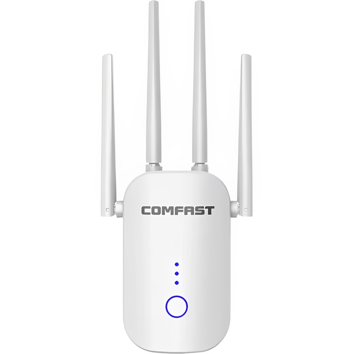 Усилвател на сигнала Wi-fi COMFAST CF-WR758AC V3 2.4 & 5.8 GHz Gigabit 1200Mbps, Dual-Band, 5g, 19X10X7 cm, Бял